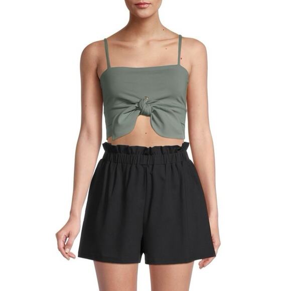 Susana Monaco X Revolve Bow Crop Top Spaghetti Strap Stretch Vacation Large - Picture 1 of 6